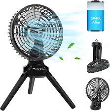 Photo 1 of Sunoony Portable Camping Fan, 10400mAh Rechargeable Battery Operated Fan Outdoor Tent Fan With LED Lantern, Foldable Tripod, Hang Hook, 270° Rotation & 3 Speeds For Camping,Tent,Fishing,Travel,Home
