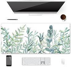 Photo 1 of Extended Gaming Mouse Pad (35.4x15.7 inch 3mm Thick), iDonzon Soft Cute Extra Large XXL Waterproof Thicken Desk Mouse Keyboard Mat with Non-Slip Rubber Base & Stitched Edges, Green Plants
