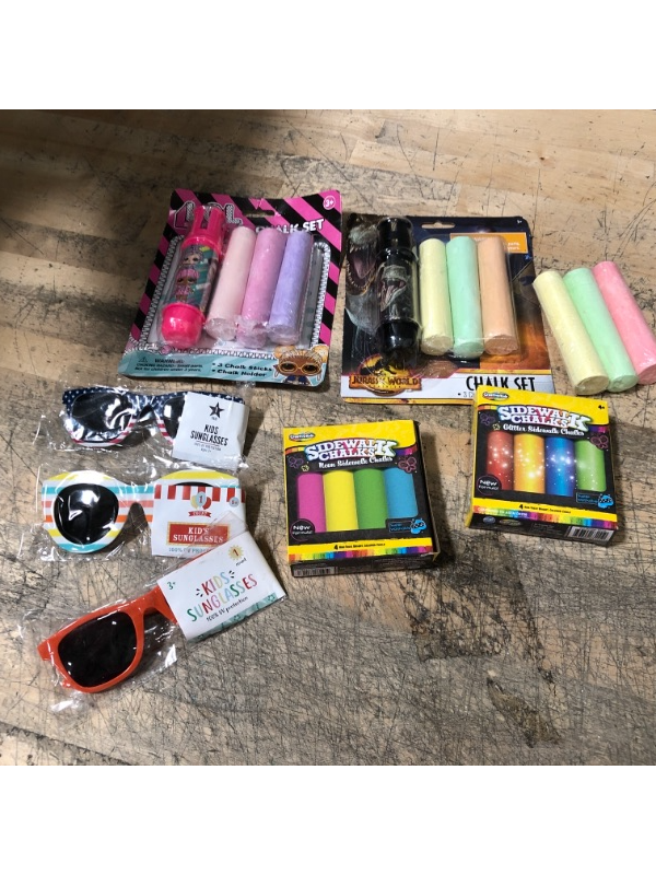 Photo 1 of BUNDLE OF 8 KIDS  CHALK AND KIDS SUNGLASSES (SEE PIC)