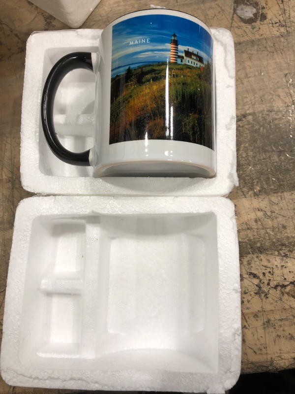 Photo 2 of 3dRose mug_80867_4"Quoddy Head Lubec Maine Lighthouse" Two Tone Black Mug