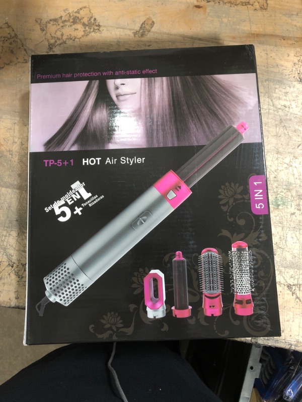 Photo 2 of 5 in 1 Hair Curlers Rollers, Hair Curling Wand Detachable Styler, Negative Ion Straightener Hair Curler for Straightening Curling Drying Combing Scalp Massage Styling
