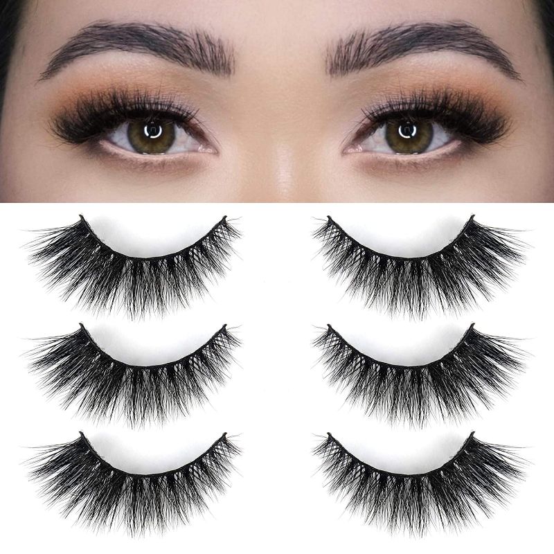 Photo 1 of BEPHOLAN 3 Pairs Mink Lashes ,100% Real Siberian Mink Fur Lashes,Dramatic Cat-Eyes Look,Long& Thick, Totally Cruelty-Free,Reusable &Handmade, Non-Irritating Fake Eyelashes, XMZ208
