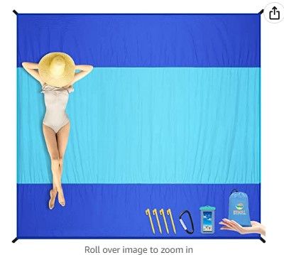 Photo 1 of Beach Blanket Waterproof sandproof Oversized 10' x 9' Suits for 1-8 Adults Sand Free Extra Large Beach Blanket Blue/Teal 