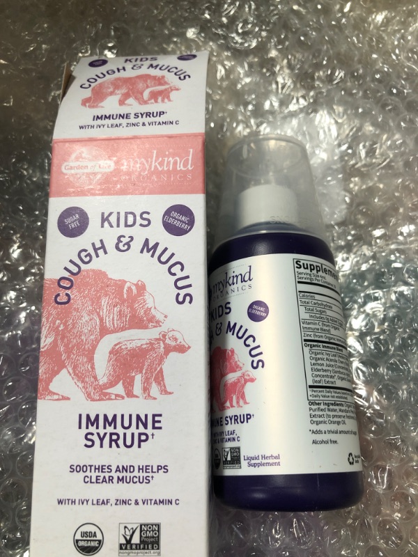 Photo 2 of ***EXP 11/22*** Garden Of Life MyKind Organics Immune Syrup, Cough & Mucus, Kids - 3.92 fl oz