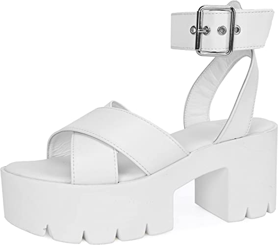 Photo 1 of ***Size: 8** READYSALTED Women's Cleated Chunky Platform Sandals in Open Toe Ankle Strap Block Heel(JAFFA)
