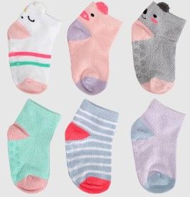 Photo 1 of Bundle of 2 
Cat & Jack Toddler Girls' 6pk Unicorn, Pig and Koala Print Low Cut Socks 2T-3T