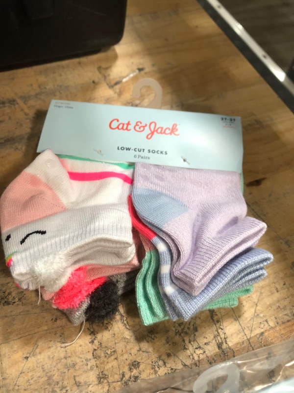 Photo 3 of Bundle of 2 
Cat & Jack Toddler Girls' 6pk Unicorn, Pig and Koala Print Low Cut Socks 2T-3T