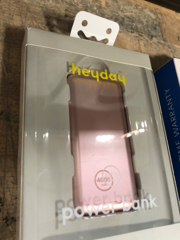 Photo 2 of Bundle of 2 
heyday™ 4000mAh Power Bank Pink, Just Wireless 6' 3.5mm to USB-C Audio Cable - Slate Gray