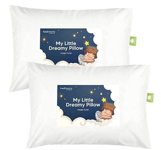 Photo 1 of 2-Pack Toddler Pillow - Soft Organic Cotton Toddler Pillows for Sleeping - 13X18 Small Pillow for Kids - Kids Pillows for Sleeping - Kids Pillow for Travel, School, Nap - Crib Pillow (Soft White)
