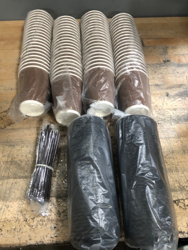 Photo 1 of 12 Oz 80 Park Coffee Cups with Lids and Straws, Insulated Double Wall Paper Coffee Cups with Lids, Disposable Coffee Cups 12 Oz Coffee Cups with Lids To Go Coffee Cups with Lids Hot Cups with Lids
