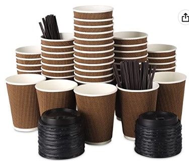 Photo 1 of 12 Oz 80 Park Coffee Cups with Lids and Straws, Insulated Double Wall Paper Coffee Cups with Lids, Disposable Coffee Cups 12 Oz Coffee Cups with Lids To Go Coffee Cups with Lids Hot Cups with Lids
