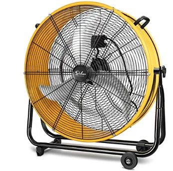 Photo 1 of ***PARTS ONLY*** Simple Deluxe 24 Inch Heavy Duty Metal Industrial Drum Fan, 3 Speed Floor Fan for Warehouse, Workshop, Factory and Basement - High Velocity , Yellow

