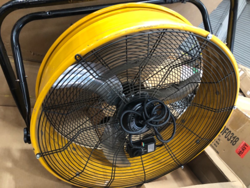 Photo 2 of ***PARTS ONLY*** Simple Deluxe 24 Inch Heavy Duty Metal Industrial Drum Fan, 3 Speed Floor Fan for Warehouse, Workshop, Factory and Basement - High Velocity , Yellow
