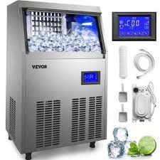 Photo 1 of 33 lb. Bin Stainless Steel Freestanding Ice Maker Machine with 130 lb. / 24 H Commercial Ice Maker in Silver