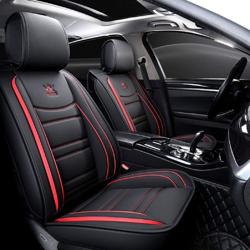 Photo 1 of **USED**
OUTOS Luxury Leather Auto Car Seat Covers 5 Seats Full Set Universal Fit(Black-Red)