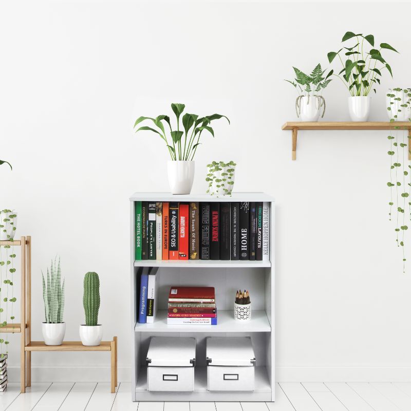 Photo 1 of **used-loose hardware**
Furinno JAYA Wood Simple Home 3-Tier Adjustable Shelf Bookcase in White
