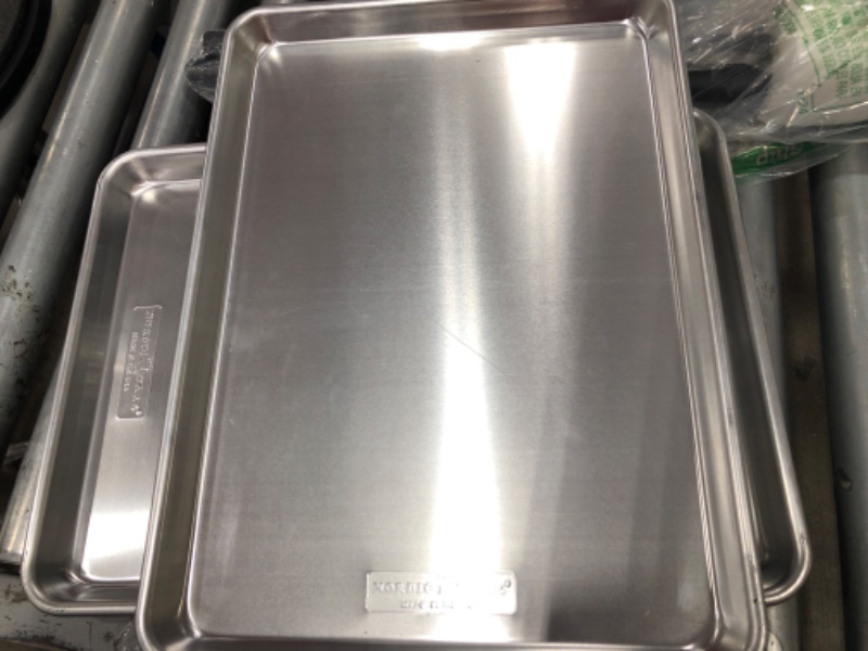 Photo 2 of *SMALL SCRATCH TO ONE* *SET OF 2** Nordic Ware Aluminum High Sided Half Sheet Pan 13” x 18”
