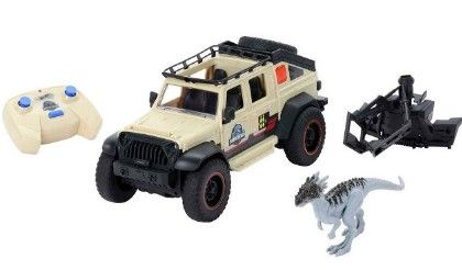 Photo 1 of **DAMAGED** MISSING PARTS** Matchbox Jurassic World: Dominion Jeep Gladiator R/C Vehicle with 6in Dracorex Dinosaur Figure

