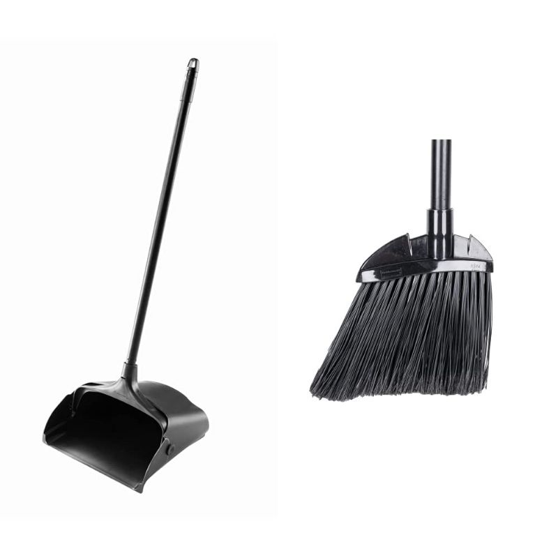 Photo 1 of **scoop only** Rubbermaid Commercial Executive Series™ Lobby Pro® Dustpan with Long Handle, Black & 2" Length x 2" Width x 35" Height, Black Color, Polypropylene Lobby Broom with Vinyl Coated Metal Handle
