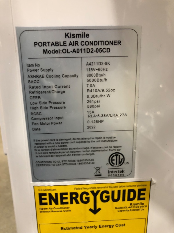 Photo 5 of **MINOR DAMAGE** Antarctic Star 3-in-1 8000BTU Portable Air Conditioner Fan Remote Control Cools up to 160-200Sq.Ft 24 Hour Timer 61?-90? Quiet Operation for Home Office and Restaurant Include Window Kit
