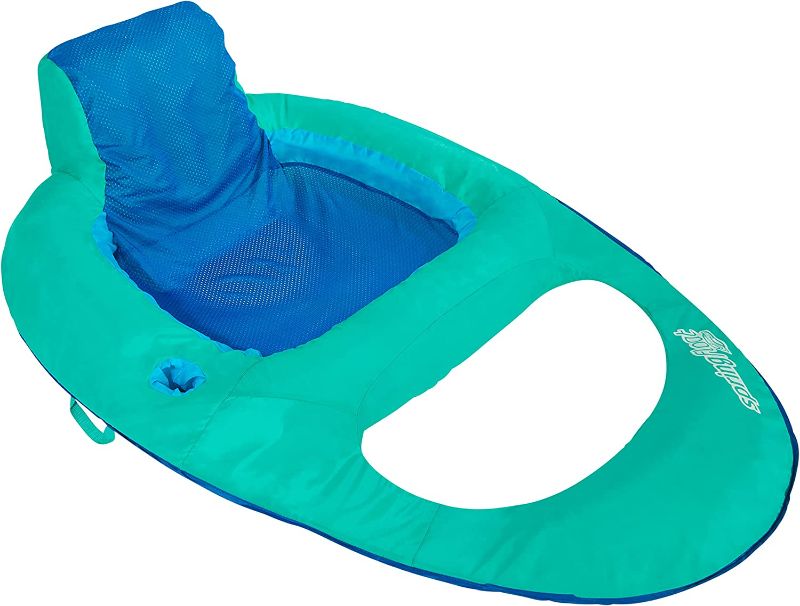 Photo 1 of **DAMAGED**  SwimWays Spring Float Recliner Pool Lounge Chair with Hyper-Flate Valve, Aqua
