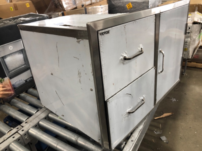 Photo 4 of **DAMAGED** VEVOR Outdoor Kitchen Door Drawer Combo 35.4" W x 23.6" H x 24.4''D, BBQ Access Door/Double Drawers Combo with Stainless Steel Handles, Perfect for Outdoor Kitchen or BBQ Island Patio Grill Station
