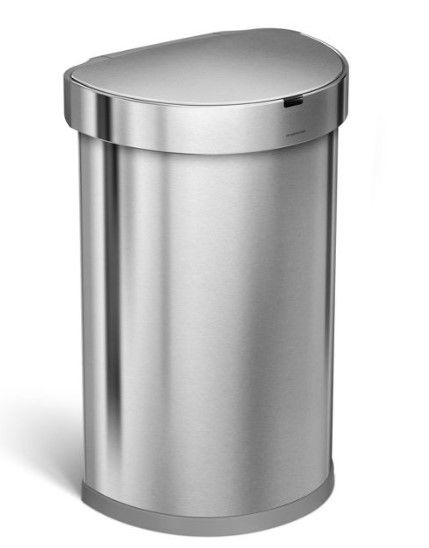 Photo 1 of **DAMAGED** simplehuman 45L Stainless Steel Semi-Round Motion Sensor Can Silver

