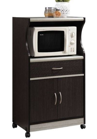 Photo 1 of **MINOR SCUFFS FROM SHIPPING** Microwave Kitchen Cart in Chocolate Gray - Hodedah

