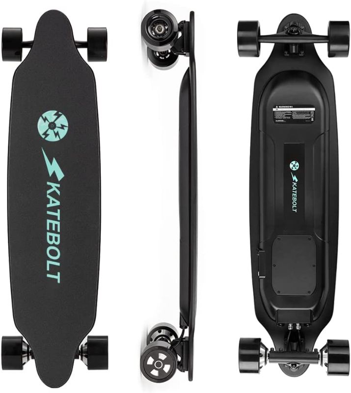 Photo 1 of **DAMAGED** SKATEBOLT Tornado II Electric Skateboard 26 MPH Top Speed 24 Miles Range,6 Months Warranty 4 Speed Modes Electric Longboard with LCD Remote Controller
