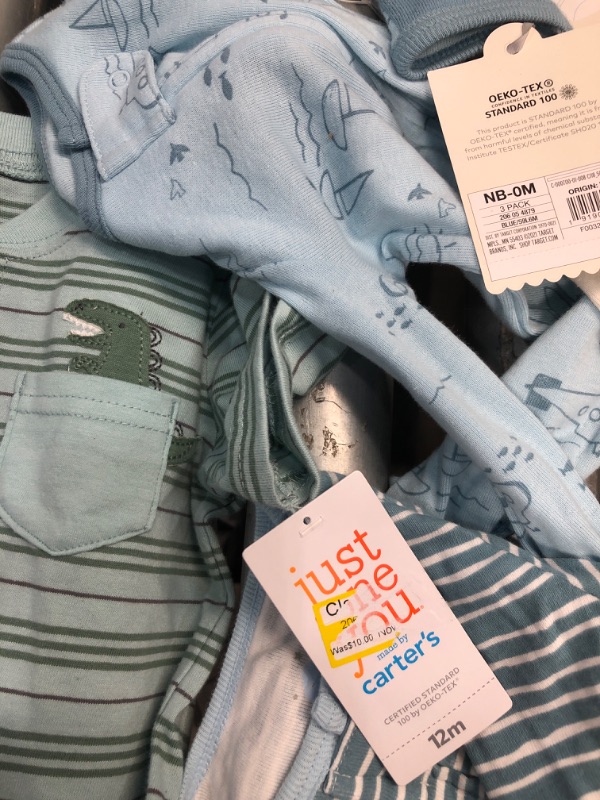 Photo 2 of Baby Boys' 3pk Sweet Seaside Zip-Up Sleep N' Play - Cloud Island™ Blue & BOY 12 MONTH OUTFIT 

