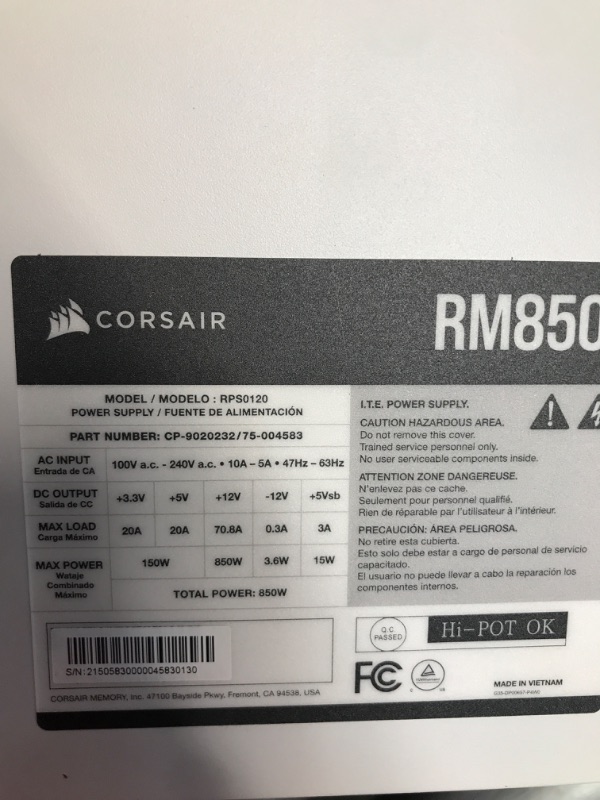 Photo 5 of CORSAIR RM850 CP-9020232-NA 850 W Power Supply
