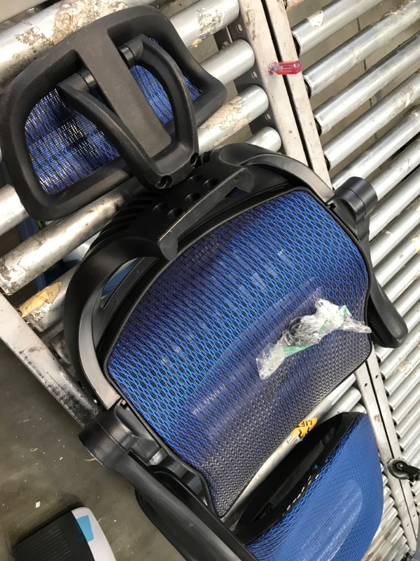 Photo 1 of **MISSING PARTS**SLIGHT DAMAGE** NOUHAUS ErgoFlip Mesh Computer Chair - Rolling Desk Chair with Retractable Armrest and Blade Wheels Ergonomic Office Chair, Desk Chairs, Executive Swivel Chair, Reinforced Base (Blue)
