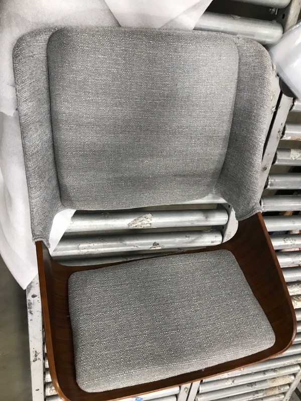 Photo 1 of Armen Living Panda Dining Chair in Grey Fabric and Walnut Wood Finish
