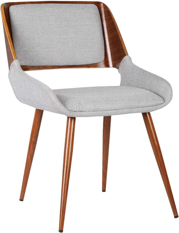 Photo 1 of Armen Living Panda Dining Chair in Grey Fabric and Walnut Wood Finish
