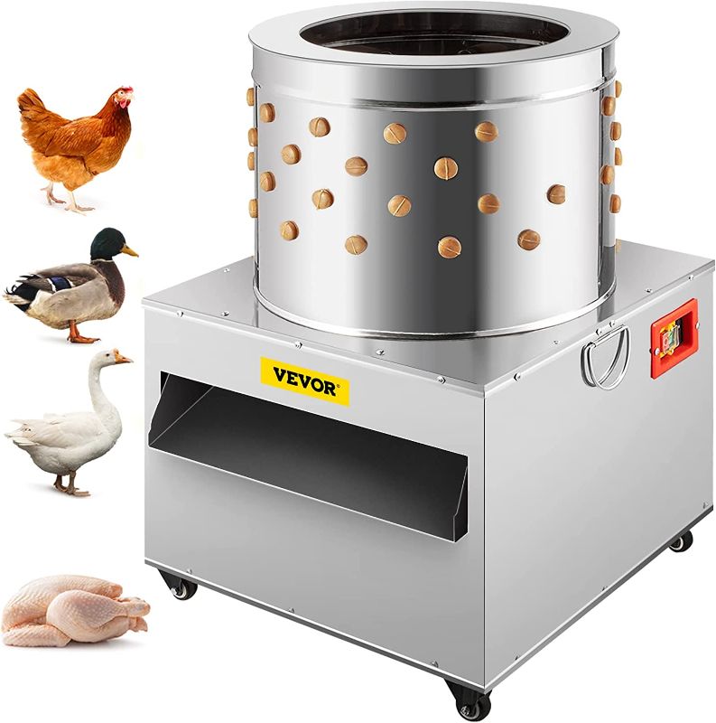 Photo 1 of *DAMAGED DIRTY* *NEEDS TO BE TESTED** VEVOR Stainless Steel Chicken Plucker 20Inch Barrel Diameter De-Feather Remover Poultry Machine 1500W 275R/min Barrel Diameter Heavy Duty Feather Plucking Machine

