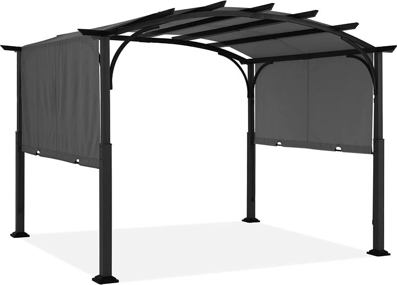 Photo 1 of **MISSING PARTS* DAMAGED* ABCCANOPY Outdoor Pergola 10'x12', Arched Patio Gazebo with Retractable Sun Shade, Dark Gray
