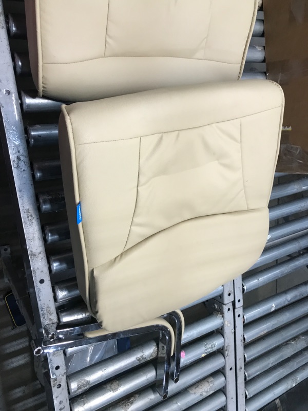 Photo 2 of *Missing Parts*  *Slighlty Damaged* Comfty Fixed Armrests and Waterfall Edge Seat Executive Highback Leather Office Chair, 40.55"-43.7", Beige
