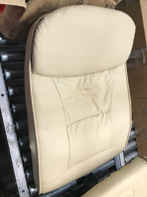 Photo 4 of *Missing Parts*  *Slighlty Damaged* Comfty Fixed Armrests and Waterfall Edge Seat Executive Highback Leather Office Chair, 40.55"-43.7", Beige
