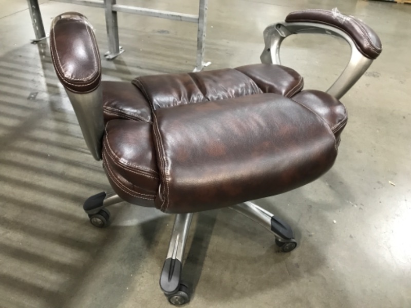 Photo 4 of **Missing Parts** Serta Executive Office Adjustable Ergonomic Computer Chair with Layered Body Pillows, Waterfall Seat Edge, Bonded Leather, High-Back, Brown
