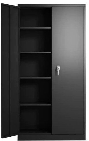 Photo 1 of **MISSING PARTS** DAMAGED** 72 in. Tall Black Metal Storage Cabinet with 2-Doors and 4-Shelves, Steel Storage Freestanding Cabinet in Black
