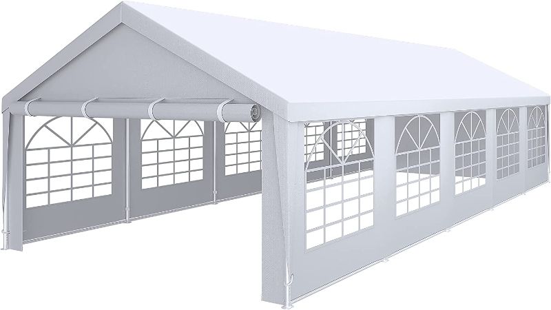 Photo 1 of ***MISSING COMPONENTS*** YITAHOME 16' x 32' Heavy Duty Gazebo Outdoor Party Wedding Tent Canopy Carport Shelter with Removable Sidewall Windows (16x32, White)
