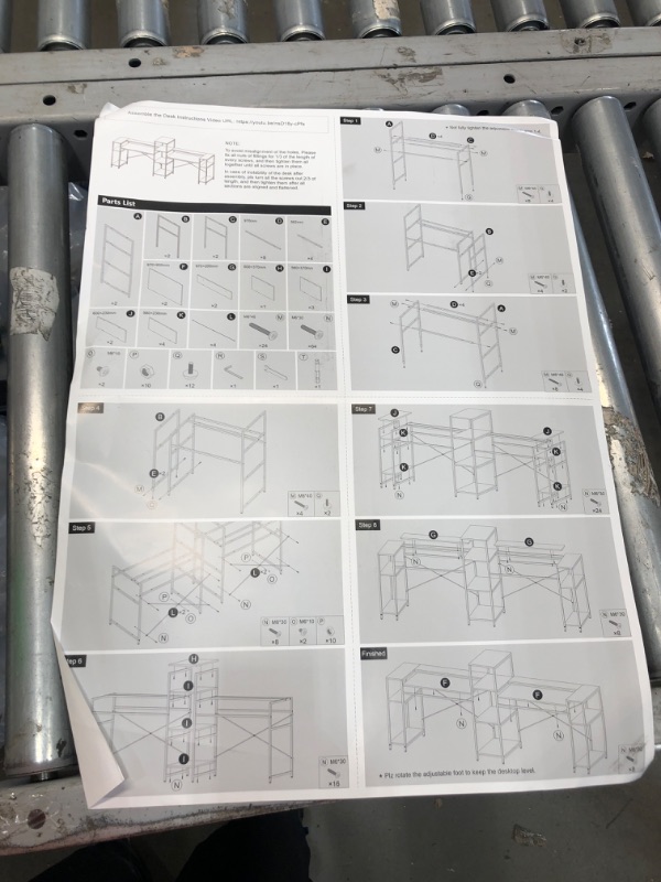 Photo 5 of 109 Inches White Double Computer Desk, Extra Long Two Person Desk Workstation with Storage Shelves & Monitor Stand, Large Office Desk Study Writing Table for Home Office
