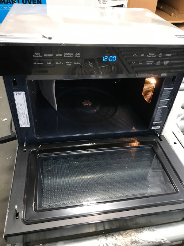 Photo 6 of **CENTER OF GLASS DAMAGED** Samsung MC12J8035CT Convection Microwave, 1.2 cu. ft, Black
