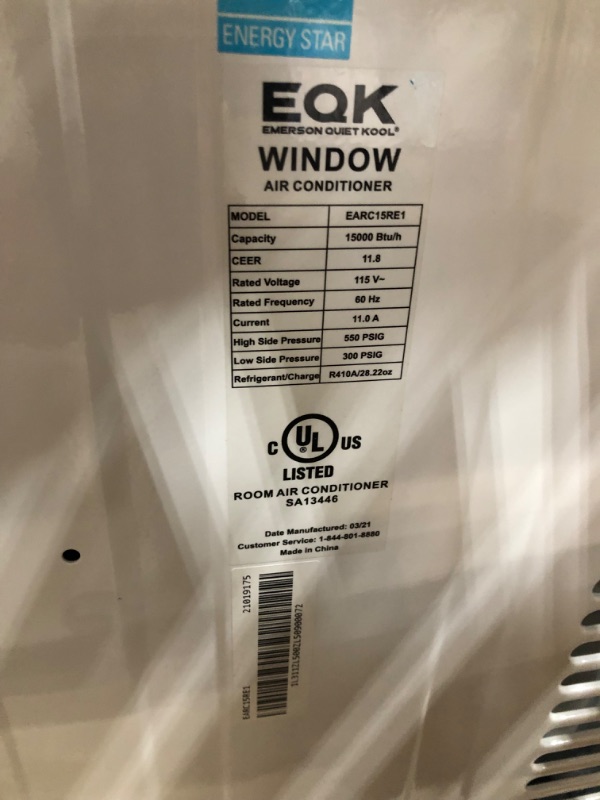 Photo 10 of (see notes about functionality )
Emerson Quiet Kool 15,000 BTU 115V Window Air Conditioner with Remote Control | Cools Rooms up to 700 Sq.Ft. | 24H Timer | 3-Speeds | Quiet Operation | Auto-Restart | EARC15RE1
