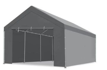 Photo 1 of 12x20 ft Heavy Duty Carport with Removable Sidewalls & Doors, Auto Portable Garage, Boat Shelter Tent & Market Stall, Car Canopy for Party & Wedding, grey 
