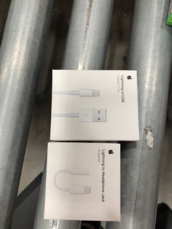 Photo 1 of 2 item bundle 
Apple Lightning to 3.5mm Headphone Adapter
Apple Lightning to USB Cable


