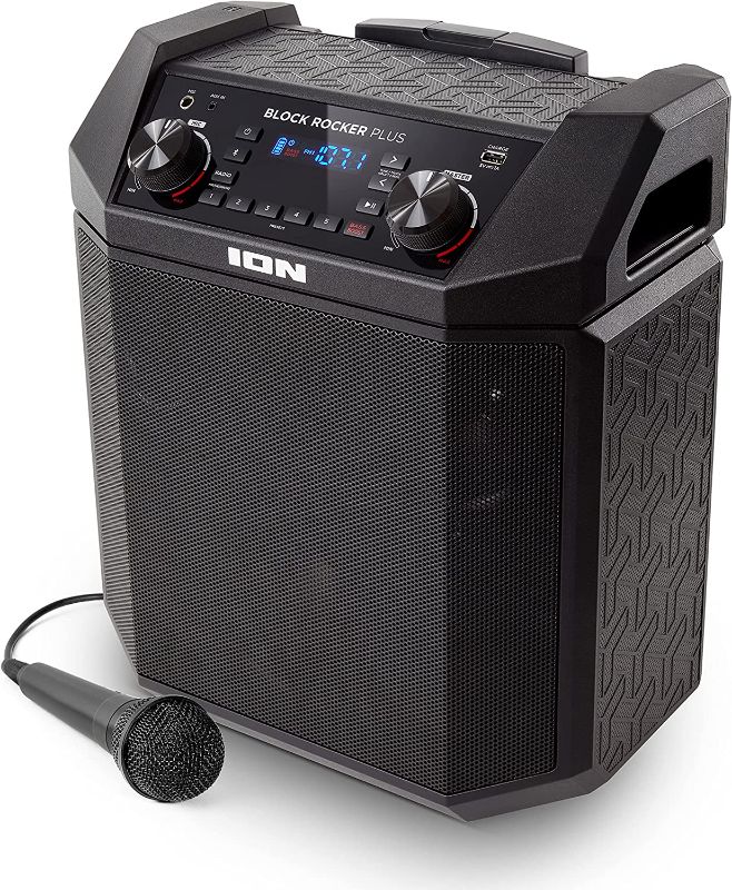 Photo 1 of ION Audio Block Rocker Plus - Portable Bluetooth Speaker 100W W/Battery, Karaoke Microphone, AM FM Radio, Wheels & Telescopic Handle and USB Charging
