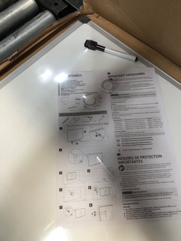 Photo 3 of **DAMAGED** Basics Magnetic Framed Dry Erase White Board, 24 x 36 inch