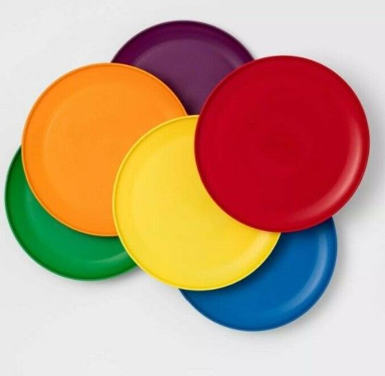 Photo 2 of 6pc Rainbow Cup Set Multicolor AND PLATES