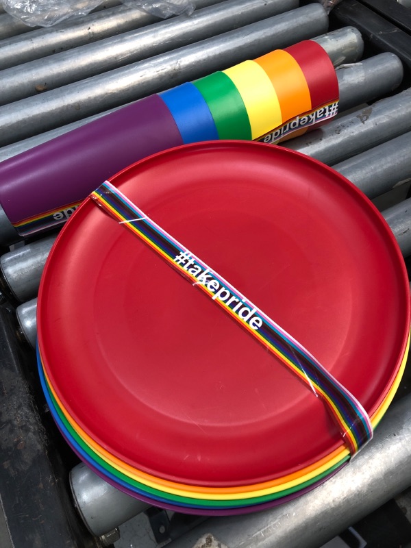 Photo 3 of 6pc Rainbow Cup Set Multicolor AND PLATES